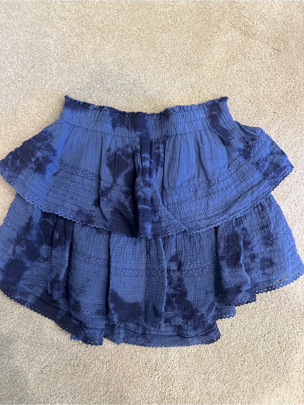 aerie Navy Tiered Ruffle Mini Skirt